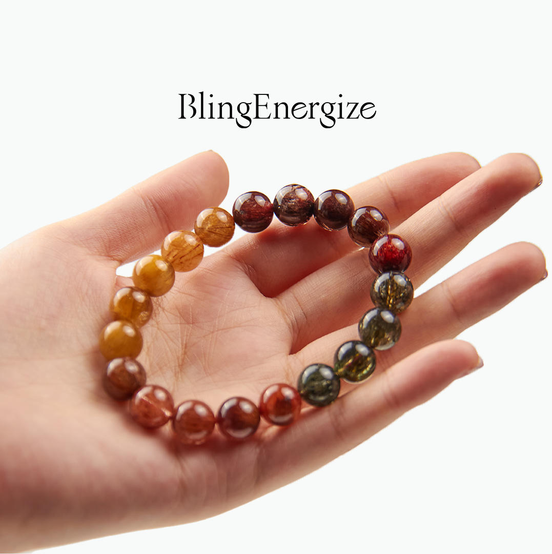 Rutilated Quartz Multicolor Beaded Bracelet