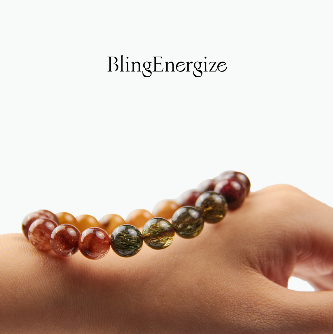 Rutilated Quartz Multicolor Beaded Bracelet