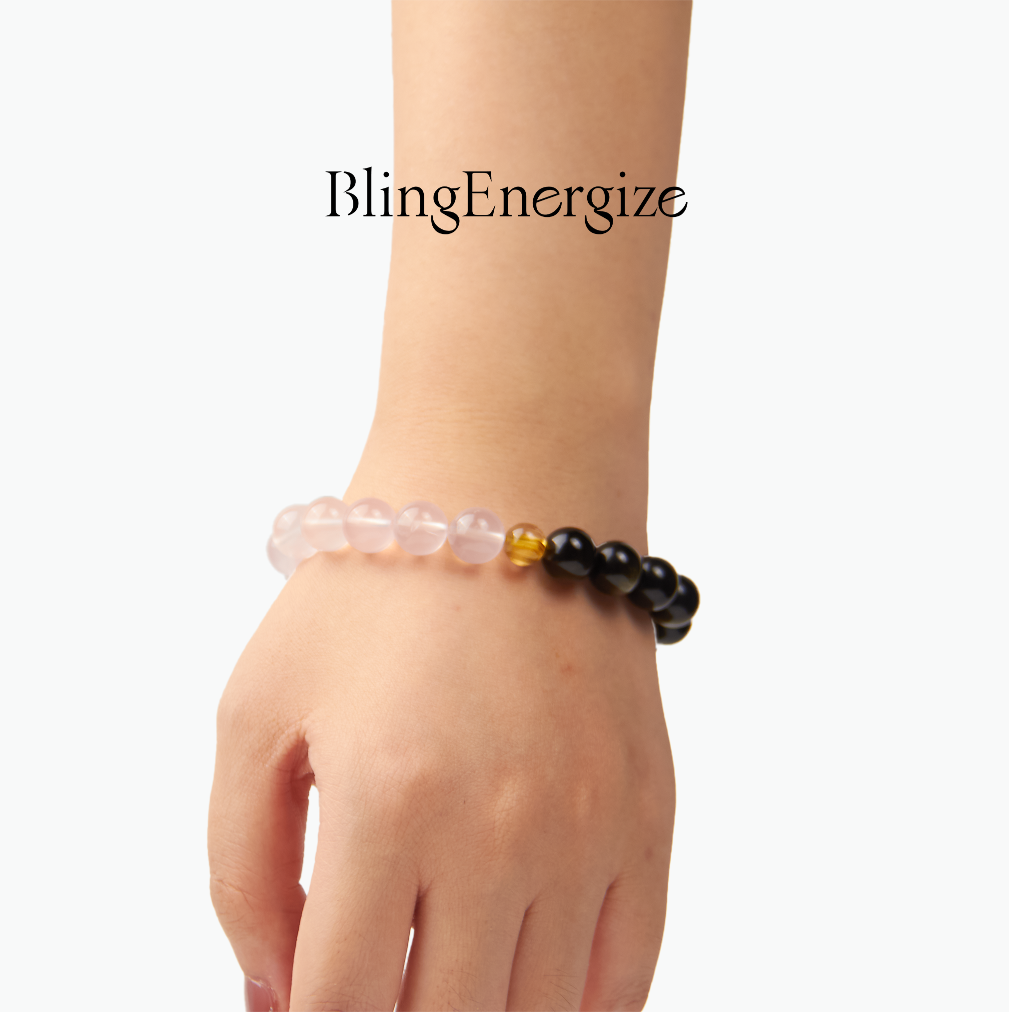 Golden Obsidian & Pink Quartz Beaded Bracelet