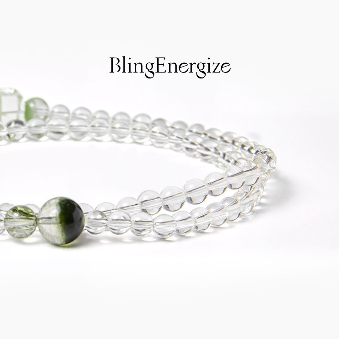 Emerald Phantom Quartz Tri-Wire Bracelet