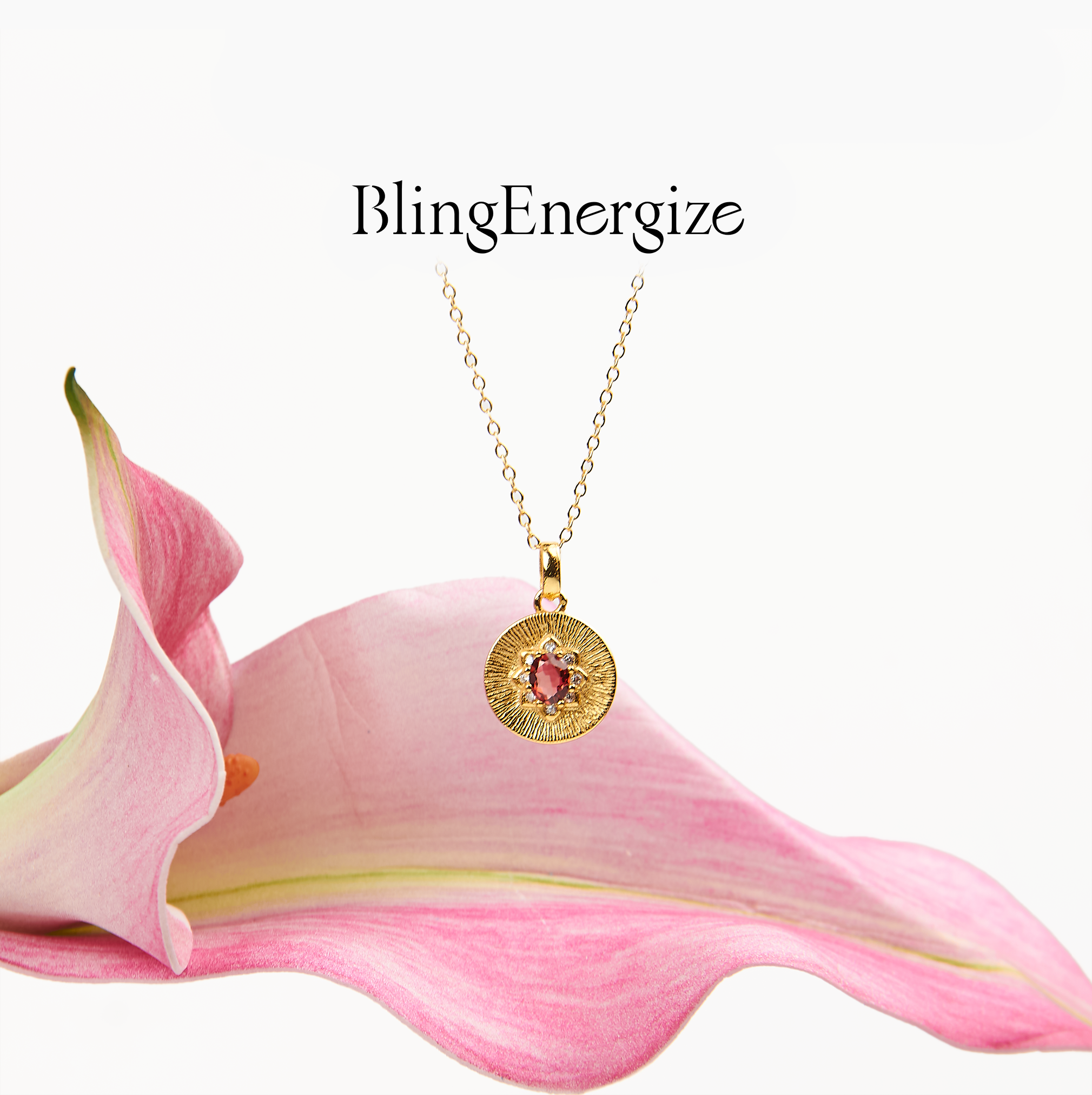 Garnet Gold Coin Necklace