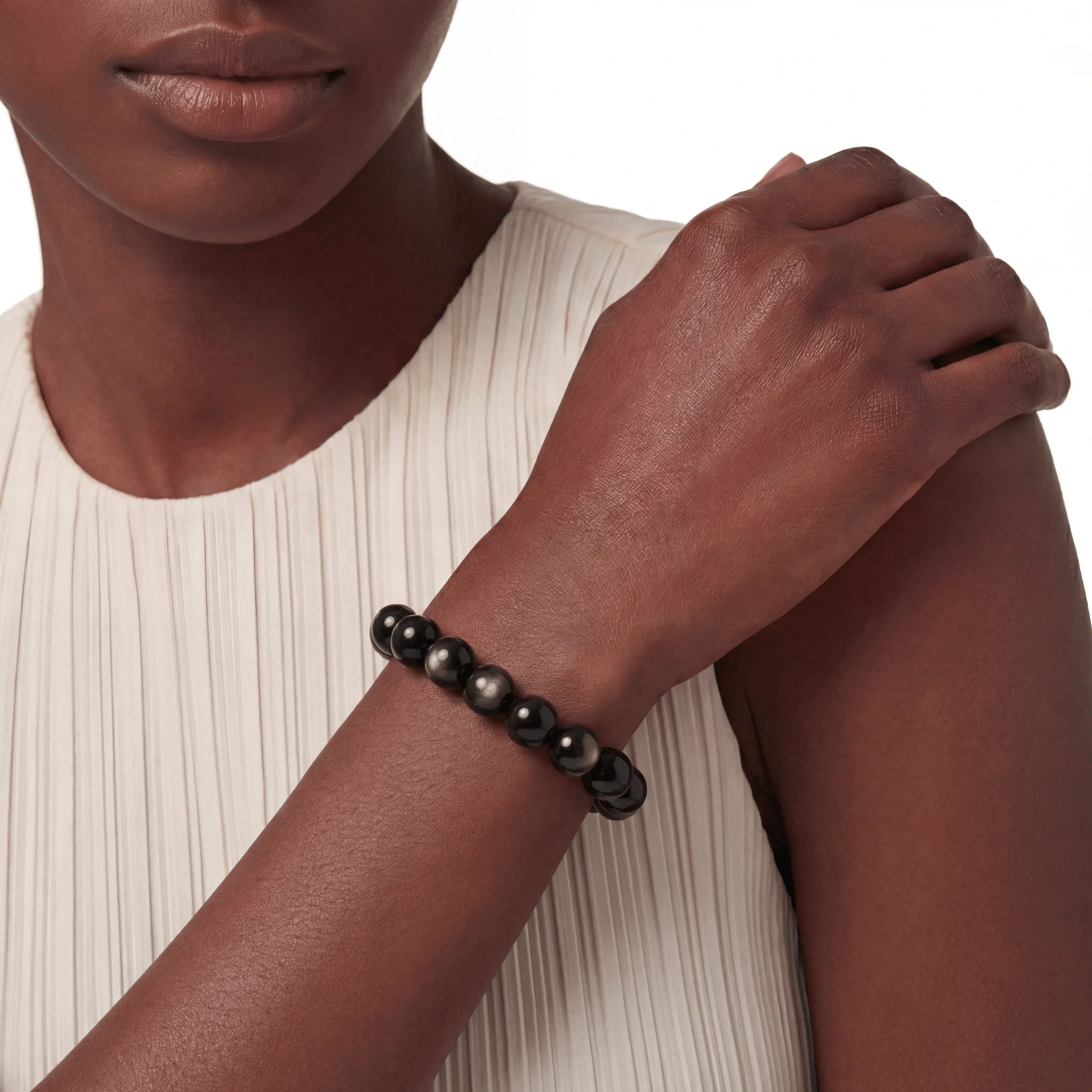 Gold Sheen Obsidian Beaded Bracelet