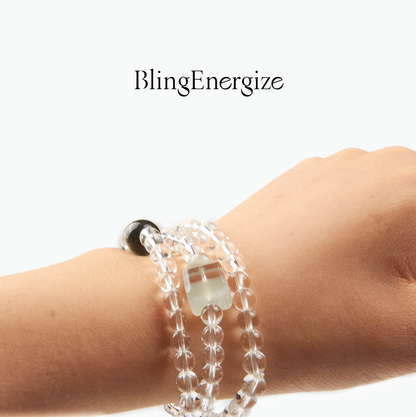 Emerald Phantom Quartz Tri-Wire Bracelet