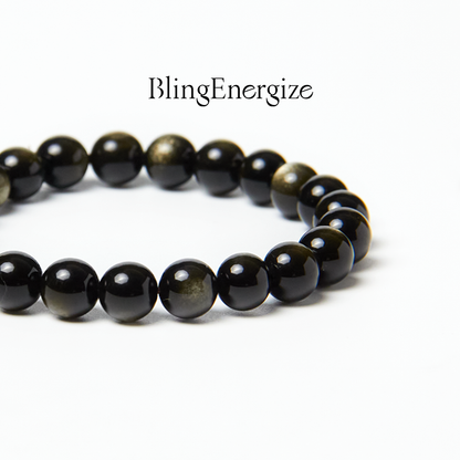 obsidian beaded bracelet #bead-size_8-mm
