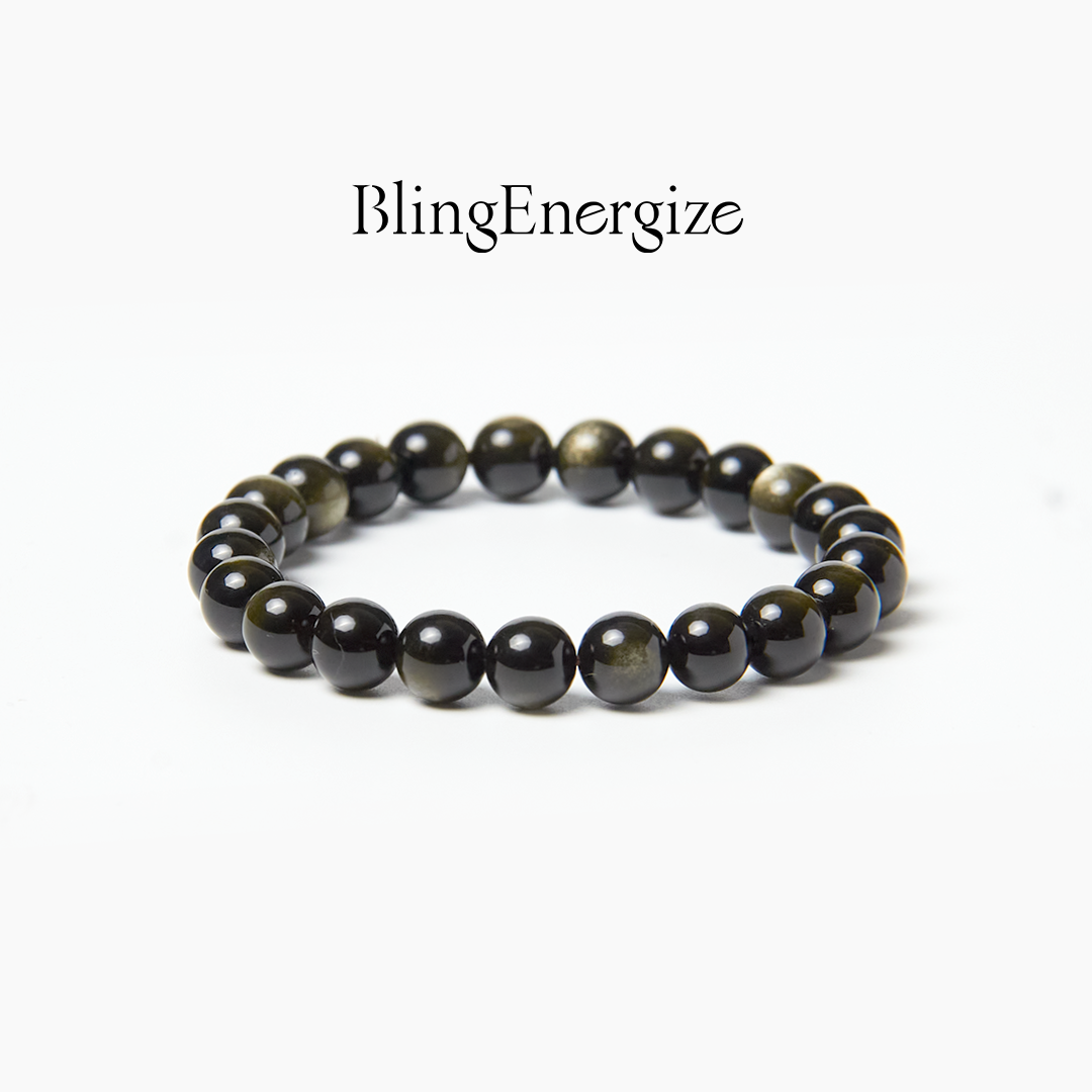 obsidian beaded bracelet #bead-size_8-mm
