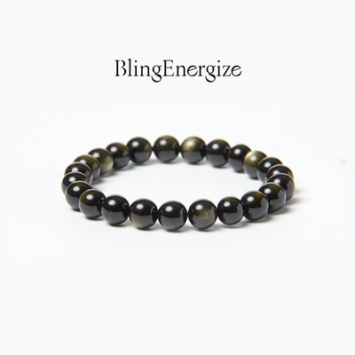 obsidian beaded bracelet #bead-size_8-mm