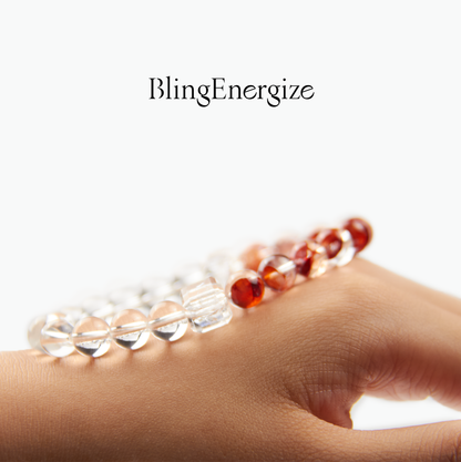 Red Hematoid & Clear Quartz Beaded Bracelet