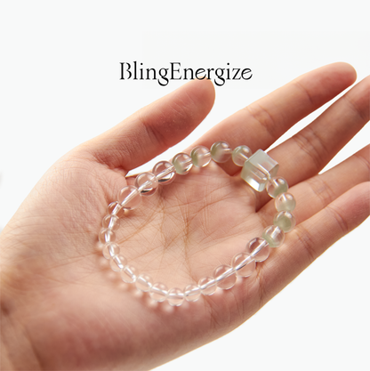 Emerald Phantom & Clear Quartz Beaded Bracelet