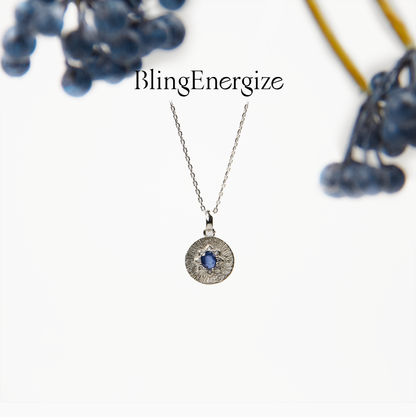Sapphire Silver Coin Necklace