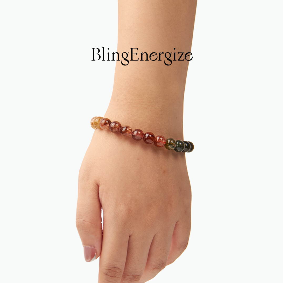 Rutilated Quartz Multicolor Beaded Bracelet