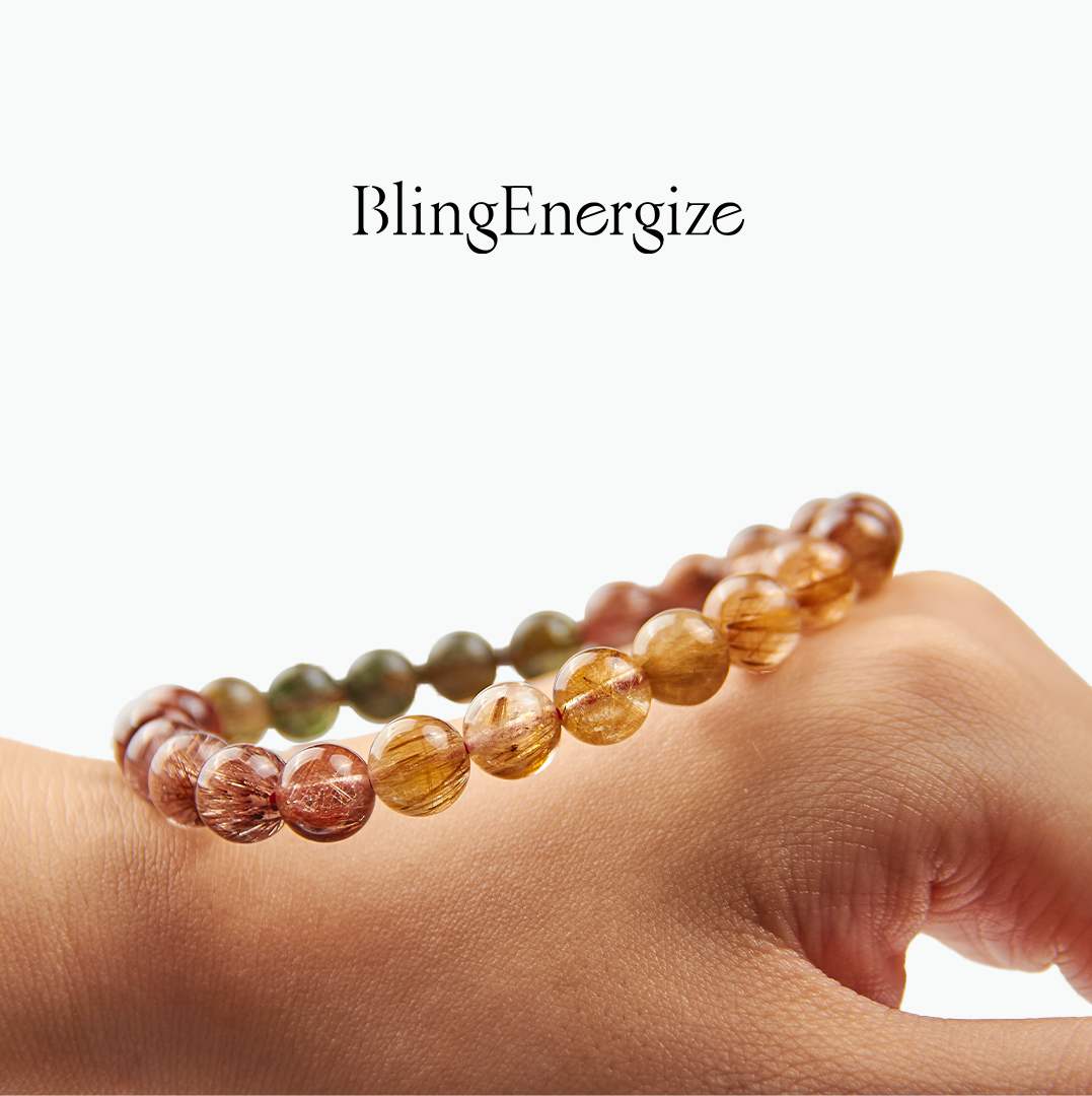 Rutilated Quartz Multicolor Beaded Bracelet