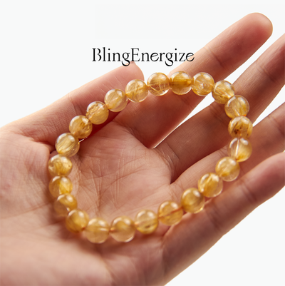 Bracelet en perles de quartz rutile doré