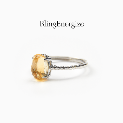 Citrine Raw Crystal Ring