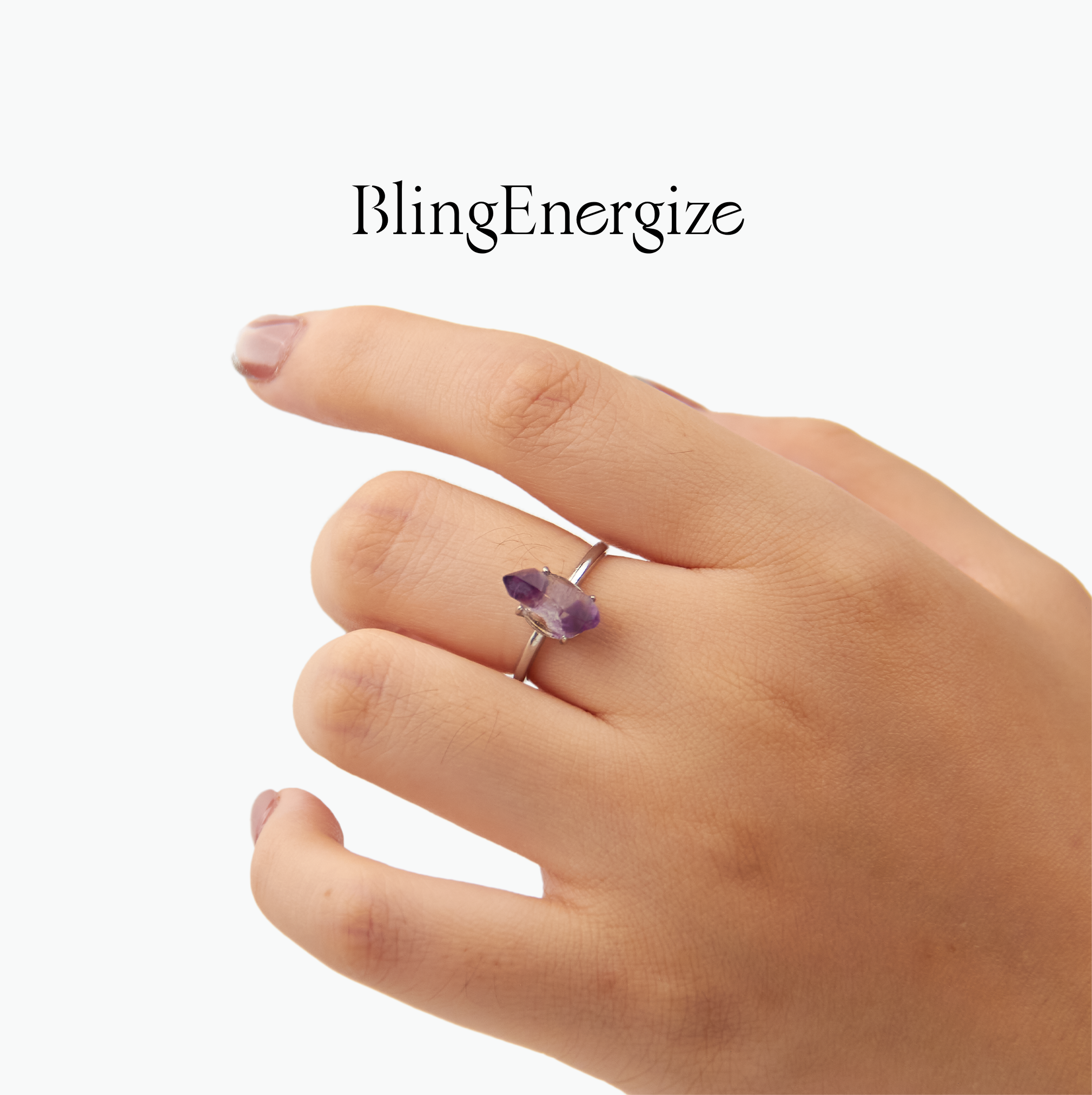 Amethyst Raw Crystal Ring