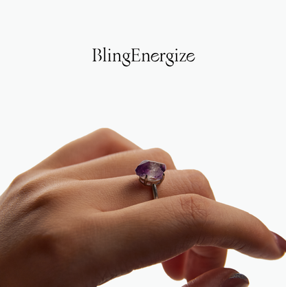 Amethyst Raw Crystal Ring