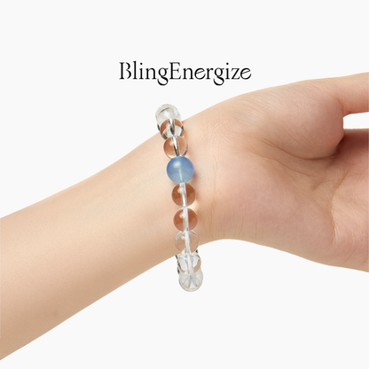 Aquamarine Clear Quartz Beaded Bracelet