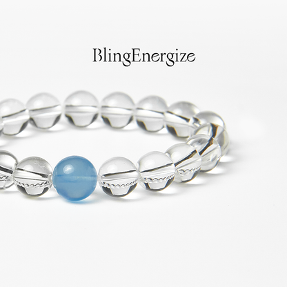 Aquamarine Clear Quartz Beaded Bracelet