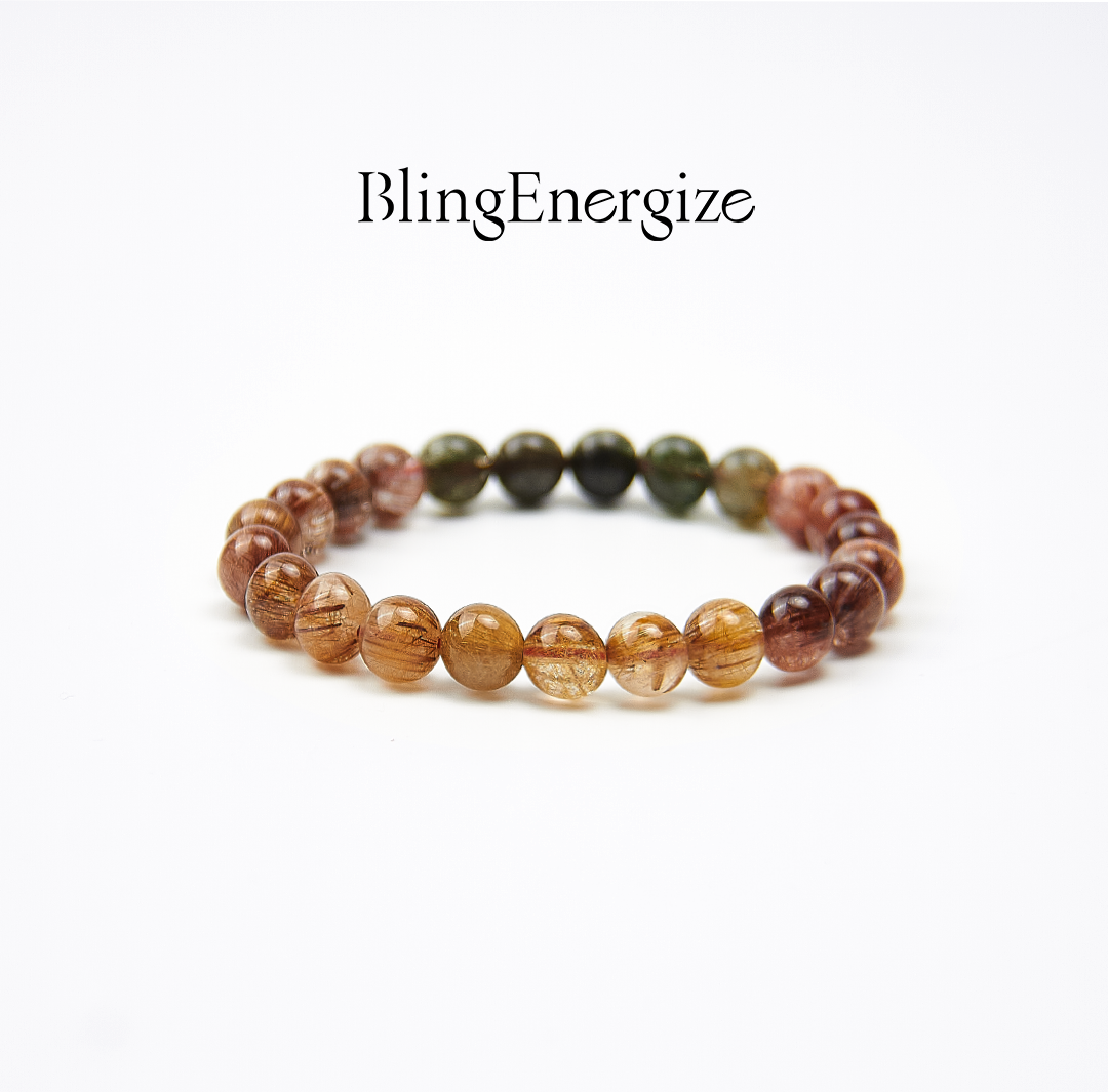 Rutilated Quartz Multicolor Beaded Bracelet
