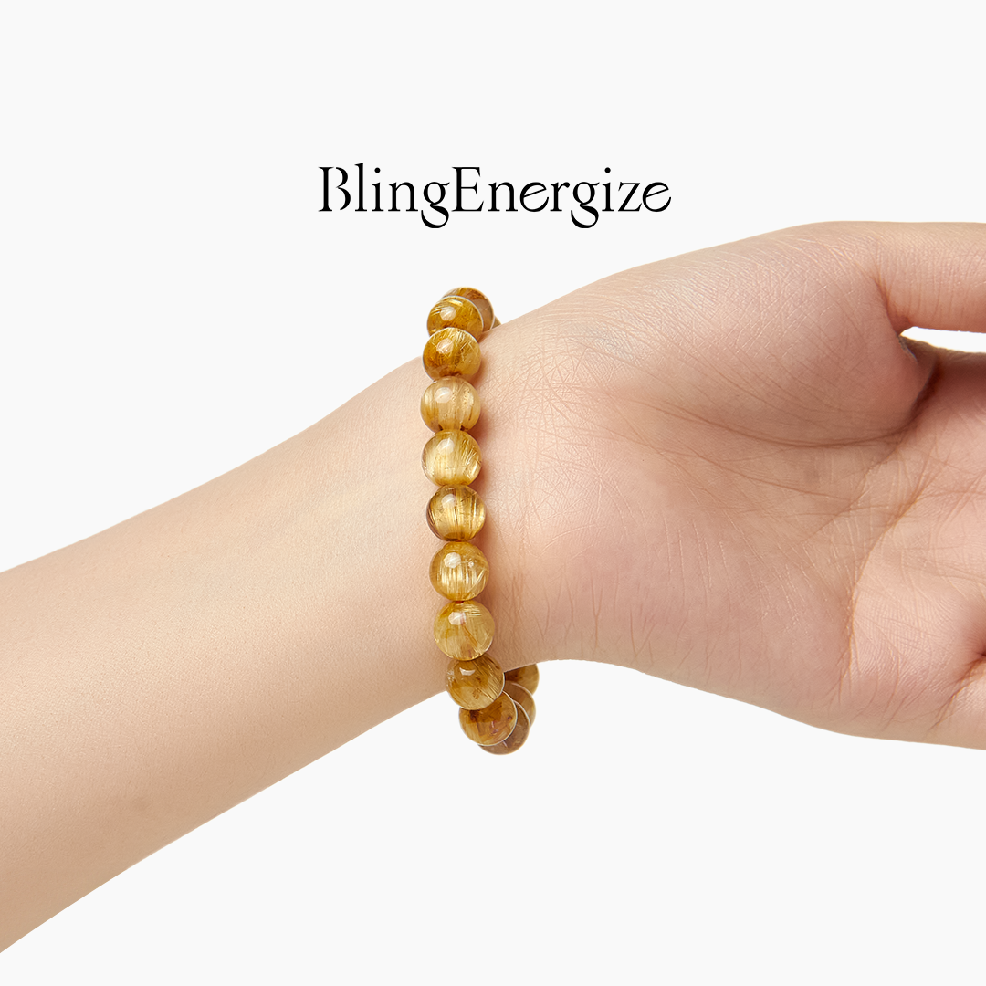 Golden Rutilated Quartz Beaded Bracelet