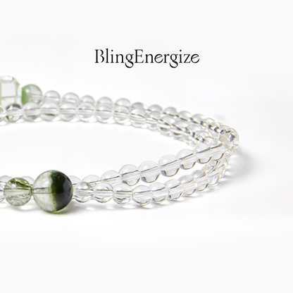 Emerald Phantom Quartz Tri-Wire Bracelet