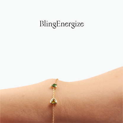 Peridot Green Trio Gemstones Bracelet