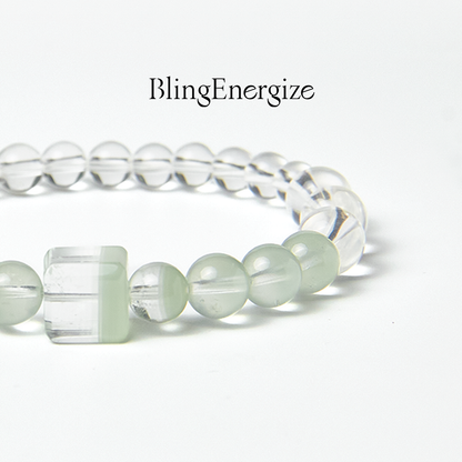 Emerald Phantom & Clear Quartz Beaded Bracelet