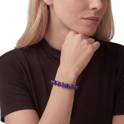 Bracelet de perles boliviennes en améthyste