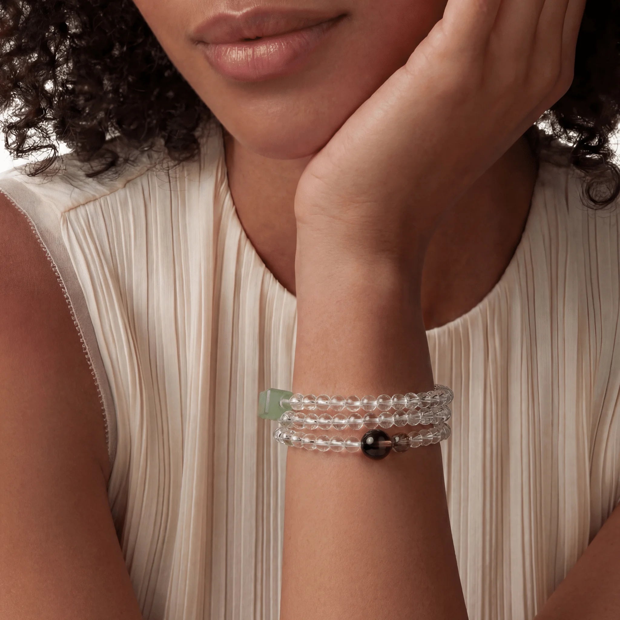 Emerald Phantom Quartz Tri-Wire Bracelet