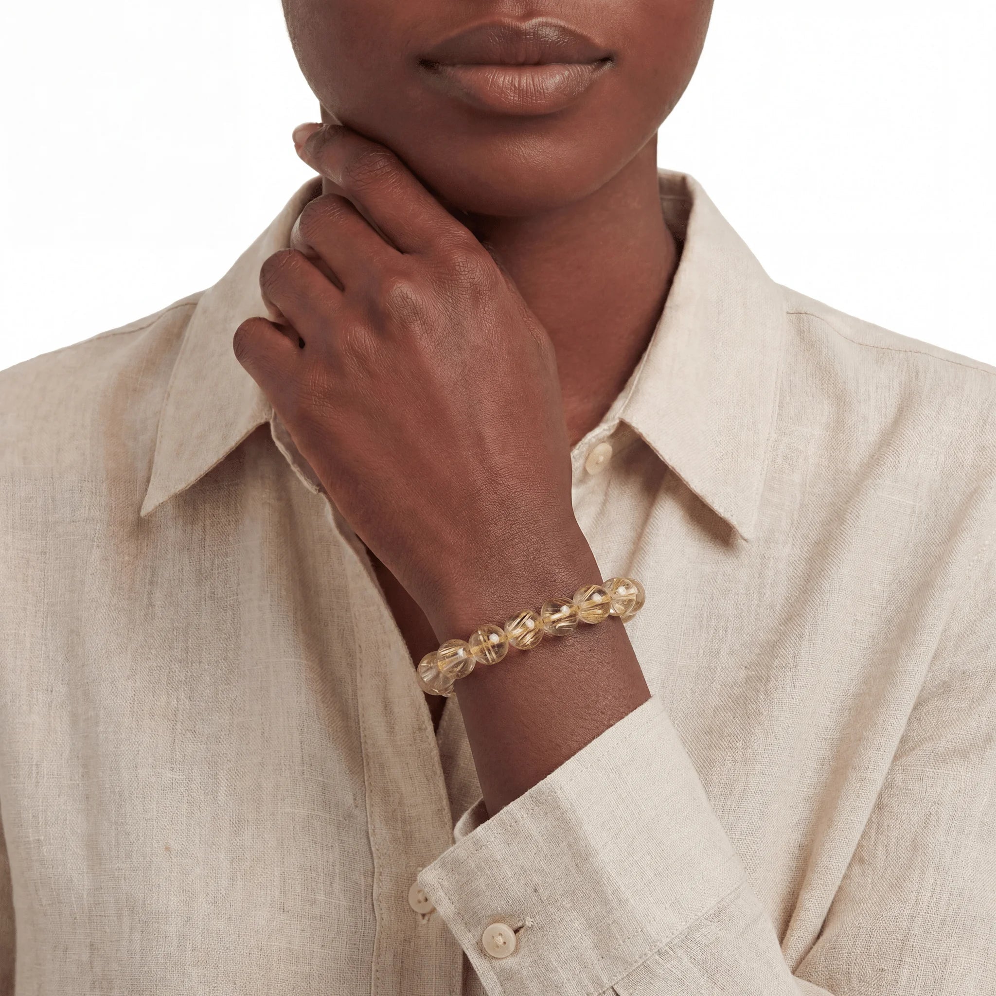 Bracelet Powerflow en quartz rutile doré