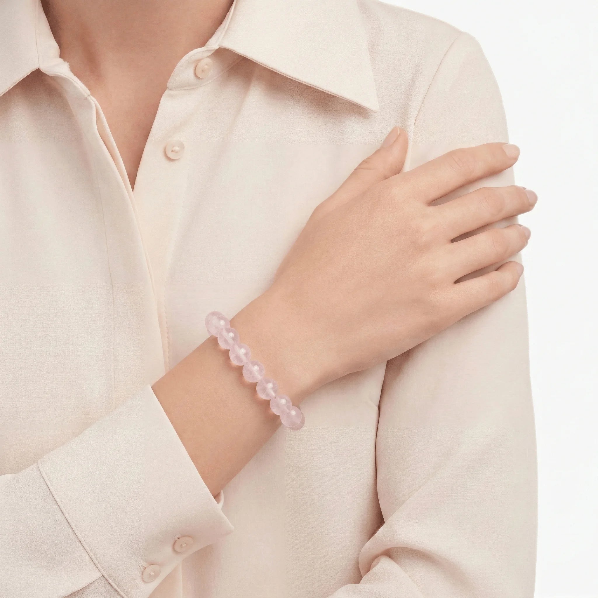 Bracelet de perles en quartz rose