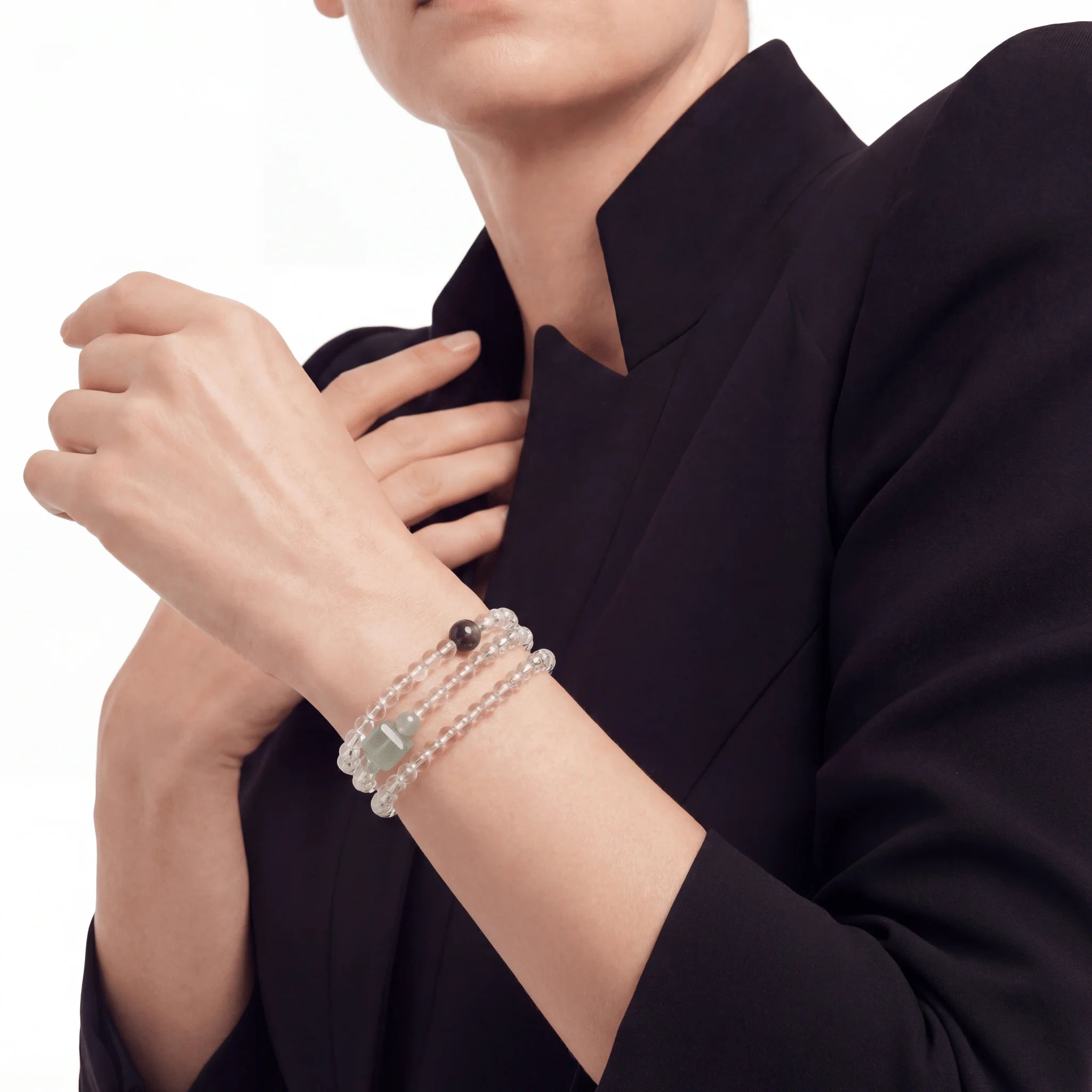 Emerald Phantom Quartz Tri-Wire Bracelet