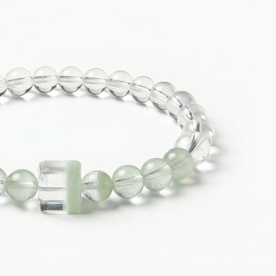 Bracelet en perles de quartz transparent et émeraude fantôme
